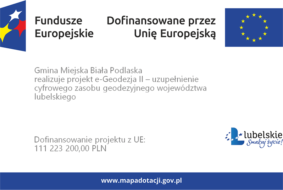 Gmina Miajska Biała Podlaska realizuje projekt e-Geodezja II - uzupełnienie cyfrowego zasobu geodezyjnego województwa lubelskiego