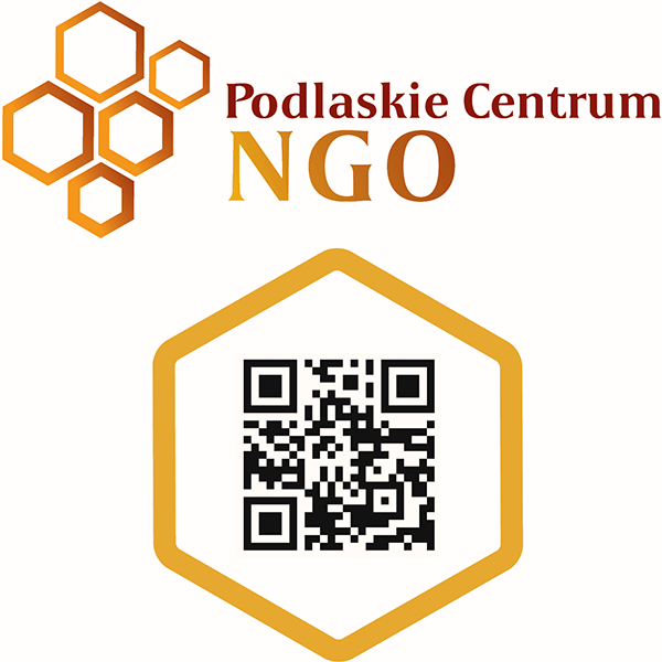 Logo Podlaskie NGO i kod QR