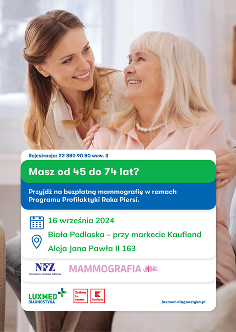 Plakat bezpłatna mammografia