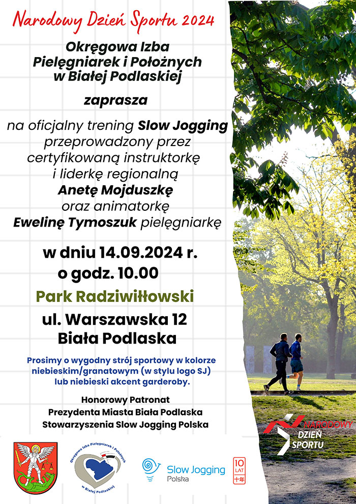 Plakat Narodowy dzień Sportu 2024 - treninng Slow Jogging